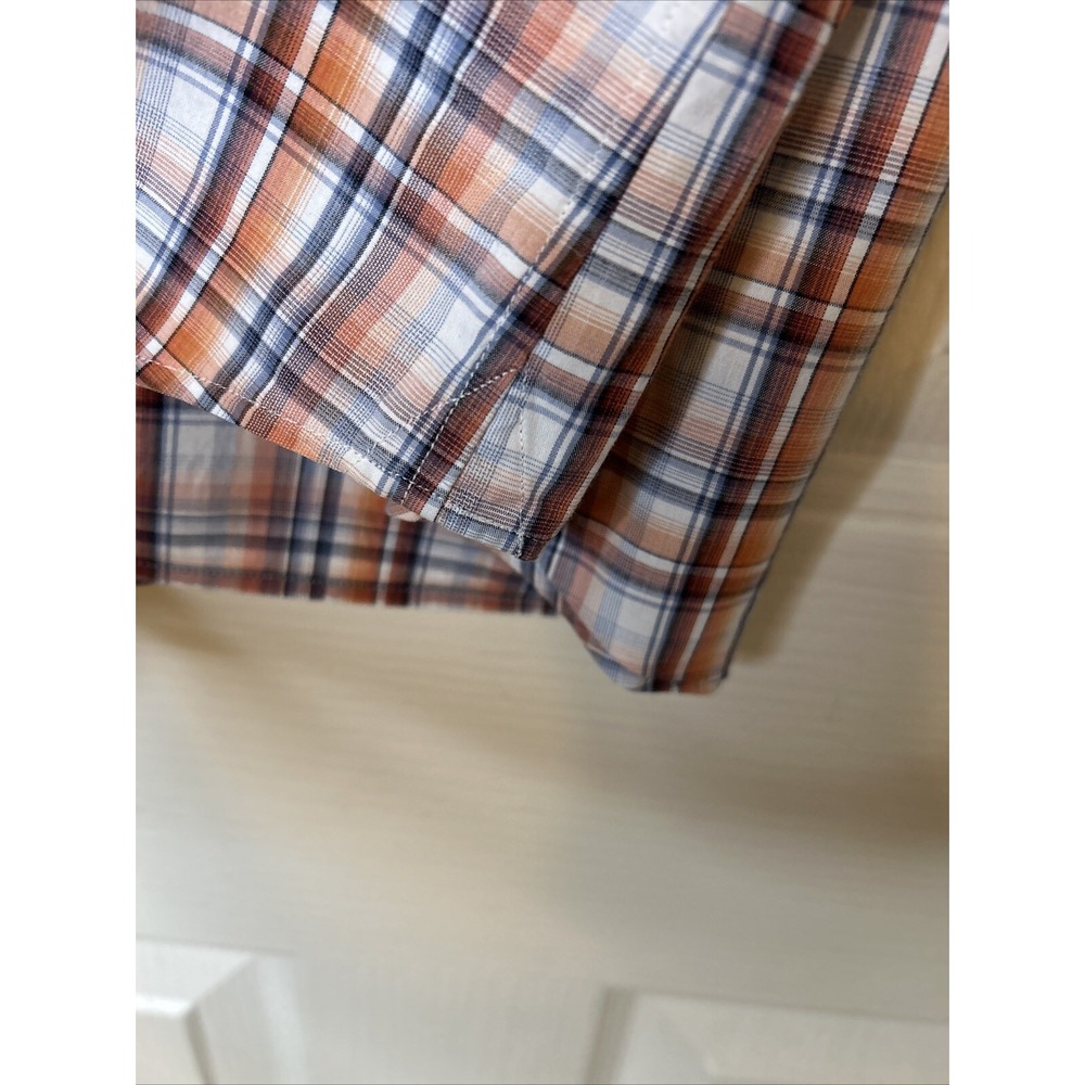 Banana Republic men's XL Shirt orange gray white plaid long sleeve - Picture 9 of 12